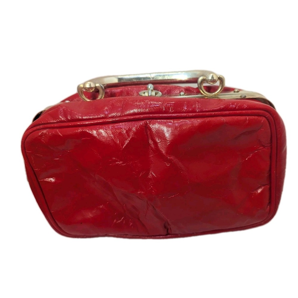 Marion Godart Paris Red Patent Leather Top Handle Frame Purse Vintage Handbag